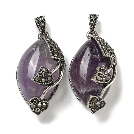 Natural Amethyst Horse Eye Pendants G-F766-01AS-04-1
