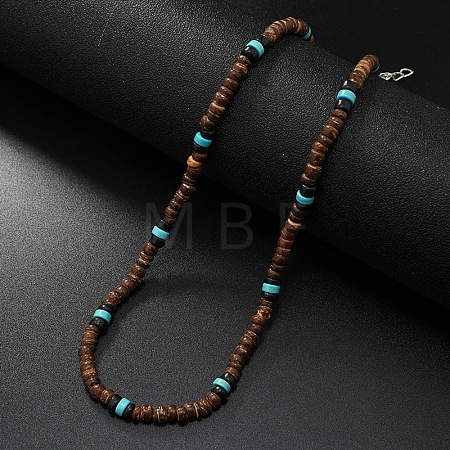 Retro Men's Coconut & Synthetic Turquoise Heishi Beaded Necklaces OX2630-3-1