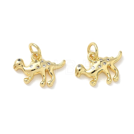 Brass Micro Pave Clear Cubic Zirconia Charms KK-T085-21C-G-1