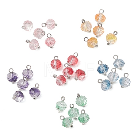 6Pcs Gradient Color Glass Pendants PALLOY-JF04741-1