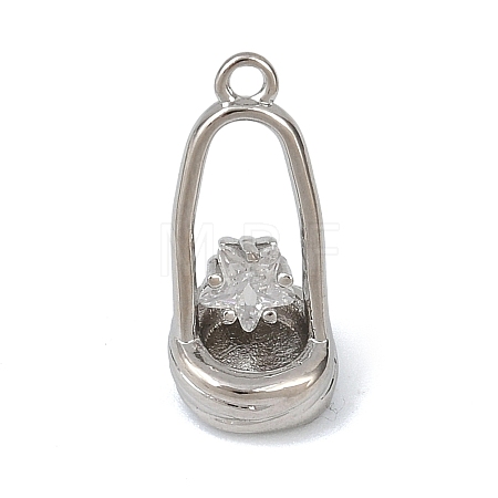 Brass Micro Pave Clear Cubic Zirconia Pendants KK-G545-19P-1