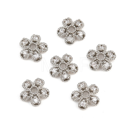 Brass Micro Pave Clear Cubic Zirconia Bead Caps CU-CBA6A75-28P-1