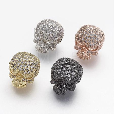 Brass Micro Pave Cubic Zirconia Beads ZIRC-F041-18-1