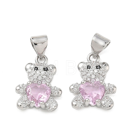 Brass Micro Pave Cubic Zirconia Charms KK-K351-69P-06-1