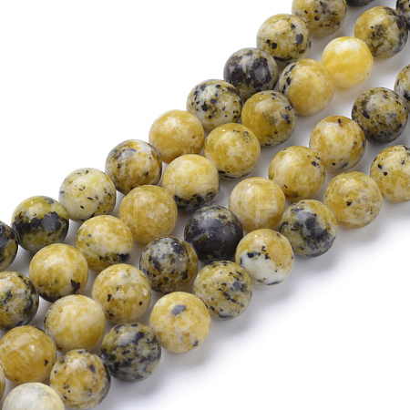 Natural Yellow Turquoise(Jasper) Beads Strands X-G-R345-8mm-44-1