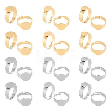 24Pcs 6 Style Adjustable 304 Stainless Steel Finger Rings Components STAS-AR0001-53-1