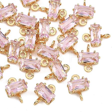 SHEGRACE Brass Pave Cubic Zirconia Rectangle Connector Charms XGRQ2O964-438B-G-1