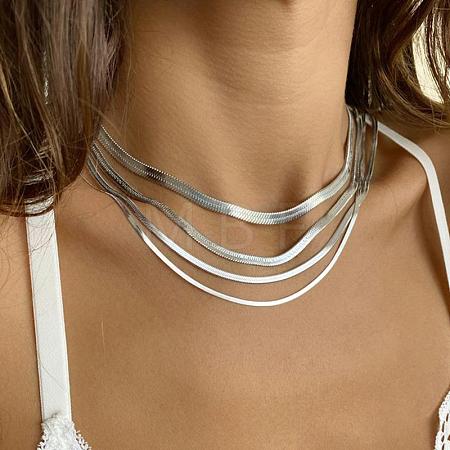 304 Stainless Steel Snake Chain Necklaces for Women WG80FEF-28-1