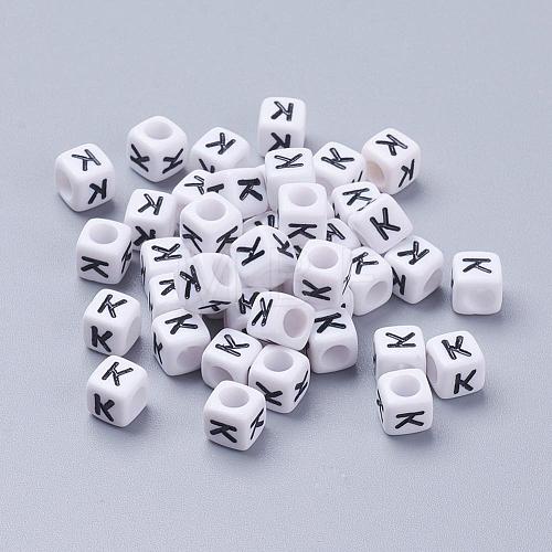 Acrylic Horizontal Hole Letter Beads PL37C9308-K-1