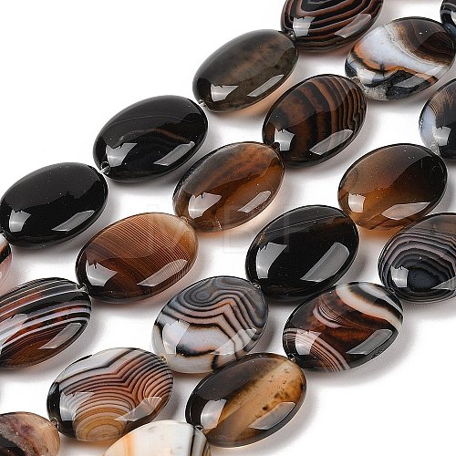 Natural Striped Agate/Banded Agate Beads Strands G-Q182-01F-1