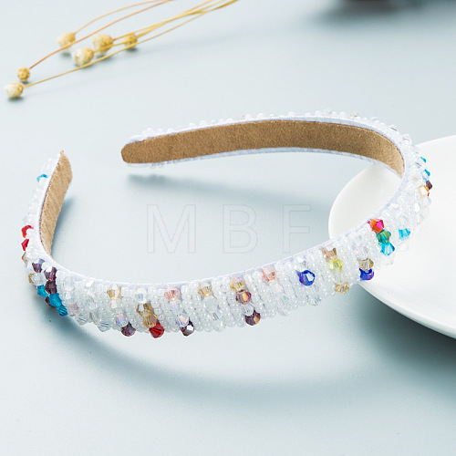 Bling Bling Glass Beaded Hairband OHAR-PW0007-27A-1