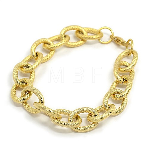 Fashionable 304 Stainless Steel Reticular Grain Cable Chain Bracelets STAS-A028-B092G-1