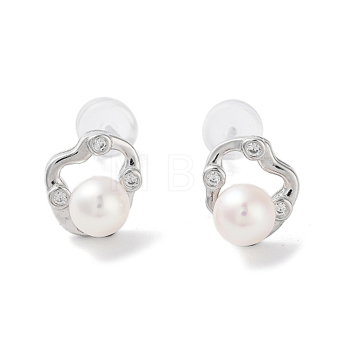 Natural Pearl Stud Earrings for Women EJEW-C082-08P-1