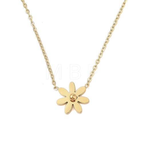 304 Stainless Steel Flower Pendant Necklaces NJEW-N055-05G-1