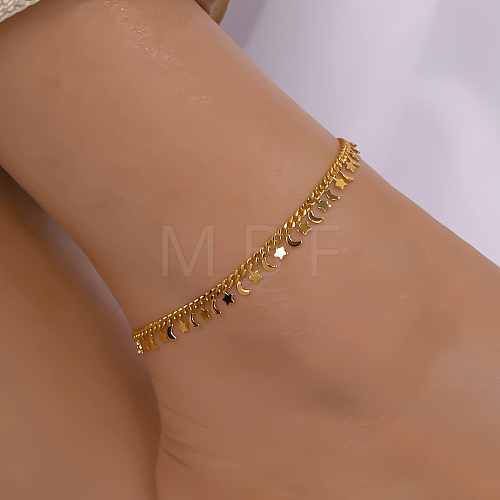 Beach Style Brass Star and Moon Anklets SI0715-1