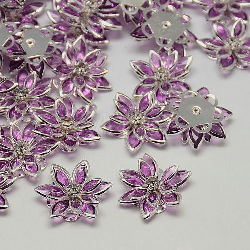 Acrylic Rhinestone Flower Flat Back Cabochons GACR-R016-04-1