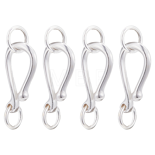4 Sets 925 Sterling Silver S Shape Clasps STER-CA0001-04-1