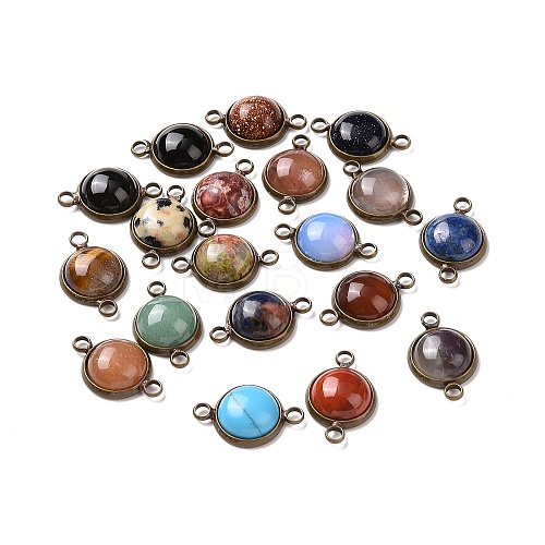 Natural & Synthetic Mixed Gemstone Connector Charms G-D059-02-1