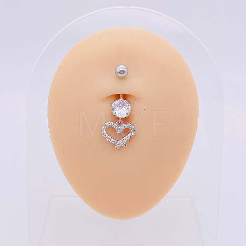 304 Stainless Steel Micro Pave Cubic Zirconia Belly Rings WGADED5-41-1