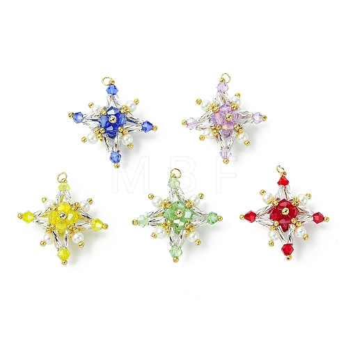 Glass Seed Beaded Tetraptera Pendants PALLOY-MZ00533-1