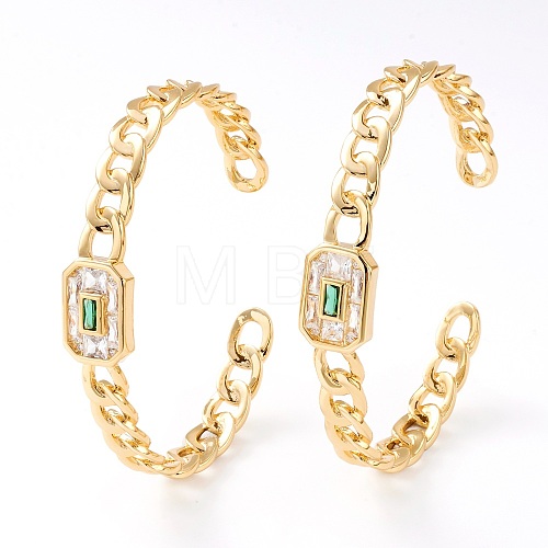 Brass Micro Pave Cubic Zirconia Cuff Bangles BJEW-Z001-01A-1