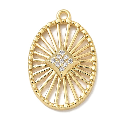 Rack Plating Brass Micro Pave Cubic Zirconia Pendants KK-L224-043G-1