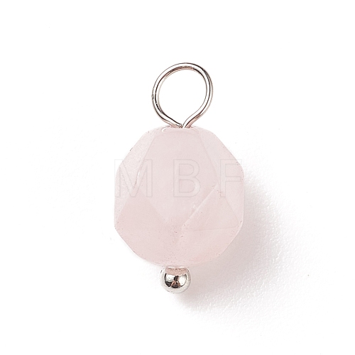 Faceted Natural Rose Quartz Pendants PALLOY-JF01694-04-1