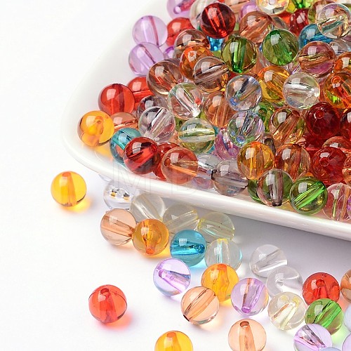 Mixed Round Transparent Acrylic Beads X-PL572Y-1