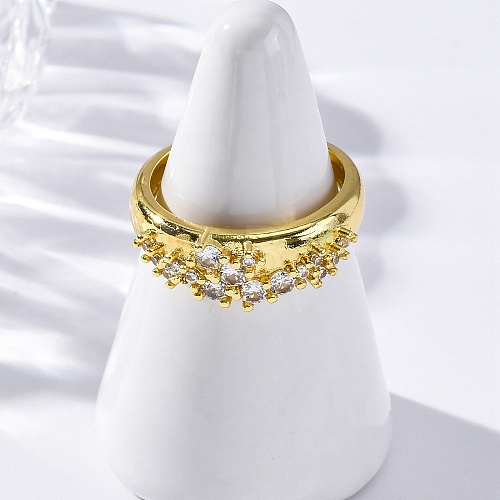 Brass Micro Pave Clear Cubic Zirconia Cuff Rings for Women RJEW-Q009-04G-1