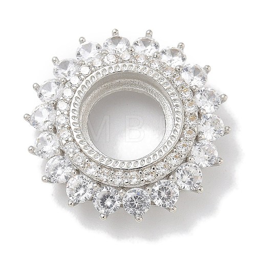 Rack Plating Brass Micro Pave Clear Cubic Zirconia Cabochon Connector Setttings KK-L224-027P-02-1