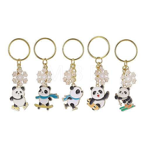 Snowflake & Panda Alloy Enamel Pendant Keychains KEYC-JKC00630-1