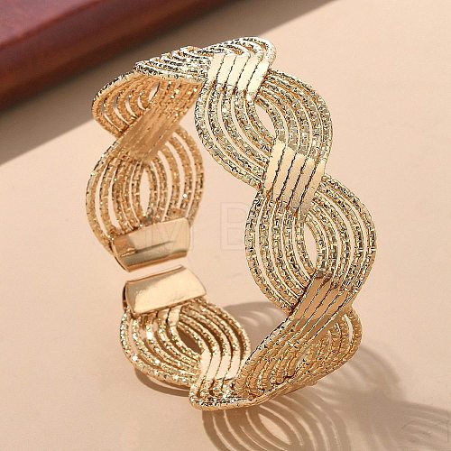 Electrophoresis Iron Cuff Bangles for Women BJEW-M057-02G-1