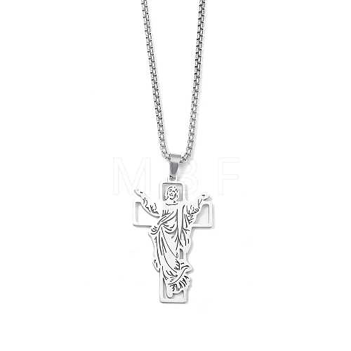 201 Stainless Steel Pendant Necklaces for Man NJEW-Q336-03D-P-1