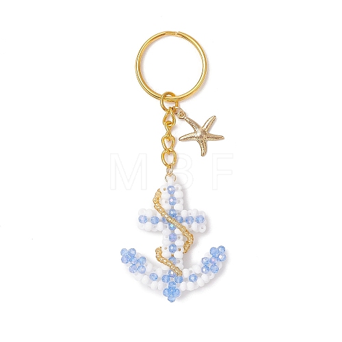 Iron Glass Seedbead Keychain KEYC-MZ00034-02-1