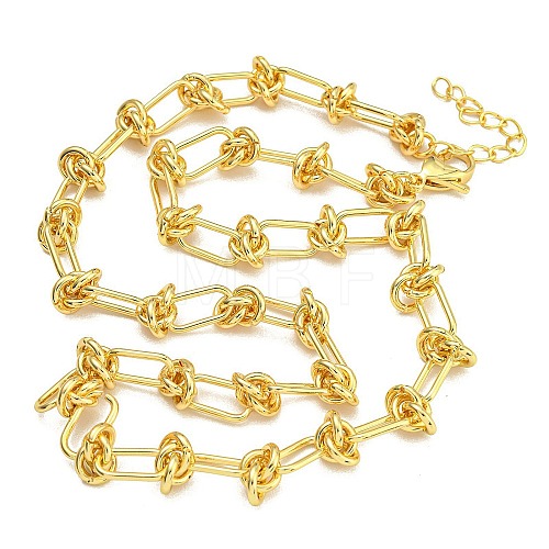 Rack Plating Brass Knot Link Chain Necklaces for Women NJEW-C059-24G-1