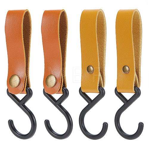 AHADEMAKER 4Pcs 2 Colors PU Imitation Leather Hook Hangers AJEW-GA0004-42-1