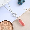 Dyed Natural Rose Quartz Hexagonal Prism Pointed Faceted Bullet and Alloy Moon with Star Pendant Necklaces for Women VW3662-6-1