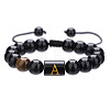 Natural Black Agate & Tiger Eye Round Beaded Adjustable Bracelets HL8029-1-1