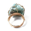 Adjustable Natural Amazonite Finger Rings RJEW-T019-02D-KC-3