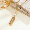 Brass Micro Pave Clear Cubic Zirconia Hollow Rectangle with Sun and Butterfly Pendant Necklaces with Imitaiton Pearl Beads WG253F6-03-1