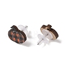 Wood Stud Steel Needle Earrings EJEW-U016-02P-01-3