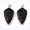 Synthetic Black Turquoise Pointed Pendants G-N326-42A-2