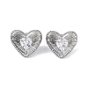 Heart 304 Stainless Steel Clear Cubic Zirconia Stud Earring for Women EJEW-Z047-05P-02-1