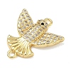 Brass Micro Pave Clear Cubic Zirconia Bird Connector Charms KK-A293-11G-2