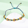 Flower Glass Seed Beaded Braided Bead Bracelets for Women Frineds BJEW-F493-10C-4