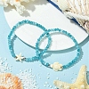 2Pcs 2 Styles Synthetic Turquoise & Dyed Natural Malaysia Jade Rondelle Beads Beads Stretch Bracelets for Women BJEW-JB13599-01-1