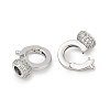 Brass Micro Pave Clear Cubic Zirconia Fold Oval Clasps KK-P302-10P-2