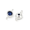 Brass Cubic Zirconia Flat Round Connector Charms KK-H204-02S-03-3