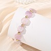 Natural Kunzite & Brass Spacer Beads Beaded Bracelets for Women BJEW-JB14112-01-1