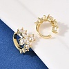 Brass Micro Pave Clear Cubic Zirconia Cross Cuff Earrings EJEW-F400-19G-3